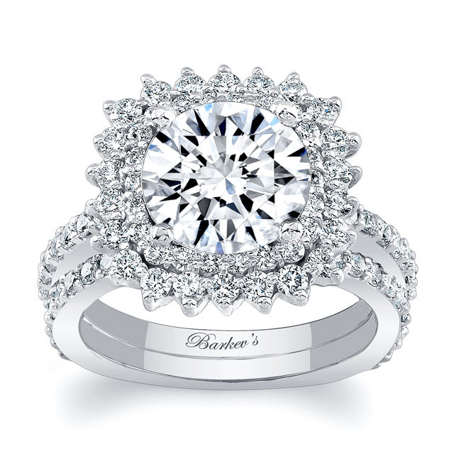 Platinum 3 Carat Moissanite Engagement Ring Set Image 1
