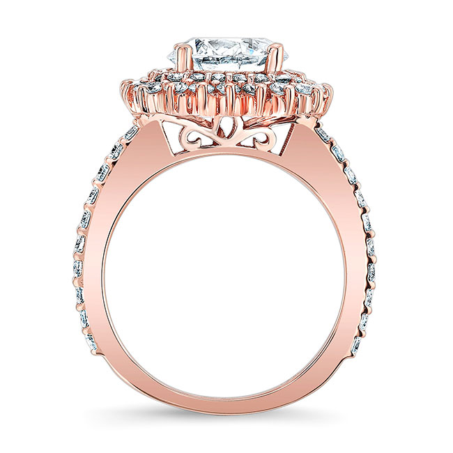 Rose Gold 3 Carat Moissanite Engagement Ring Set With 2 Bands Image 2