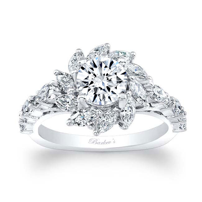 Platinum Moissanite Sunflower Engagement Ring Image 1