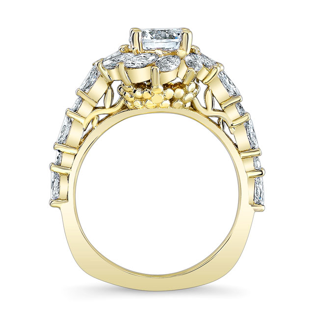  Yellow Gold Lab Grown Diamond Sunflower Engagement Ring Image 2