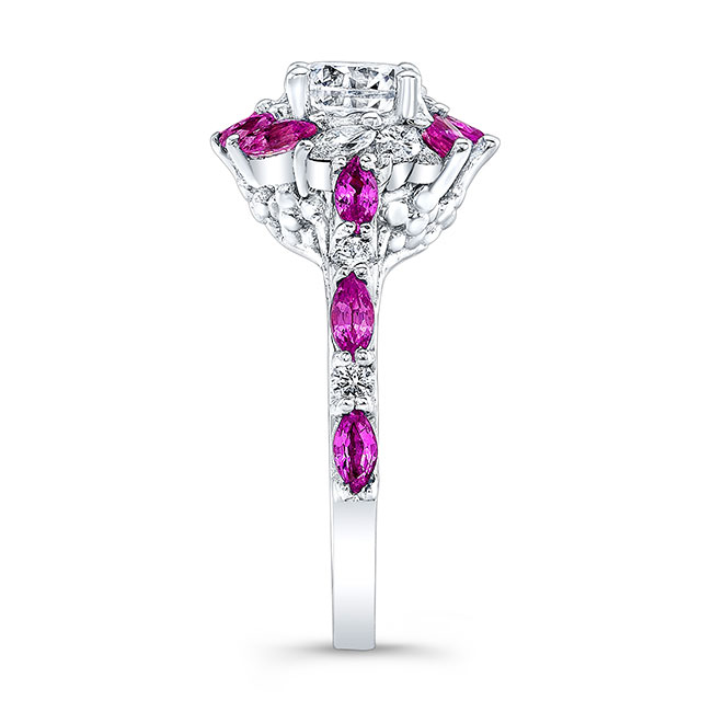  Pink Sapphire Sunflower Engagement Ring Image 3
