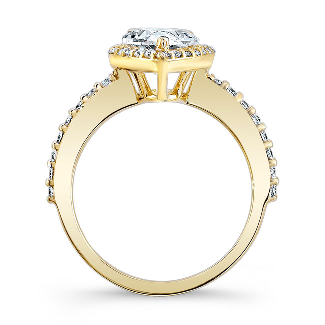  Yellow Gold Pear Shaped Moissanite Ring Image 2