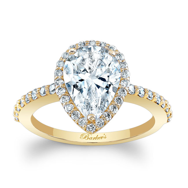  Yellow Gold Pear Shaped Moissanite Ring Image 1