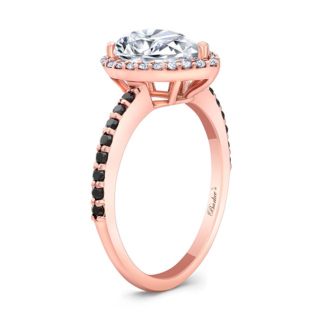 Rose Gold Pear Shaped Lab Grown Diamond Ring With Black Diamonds Image 2