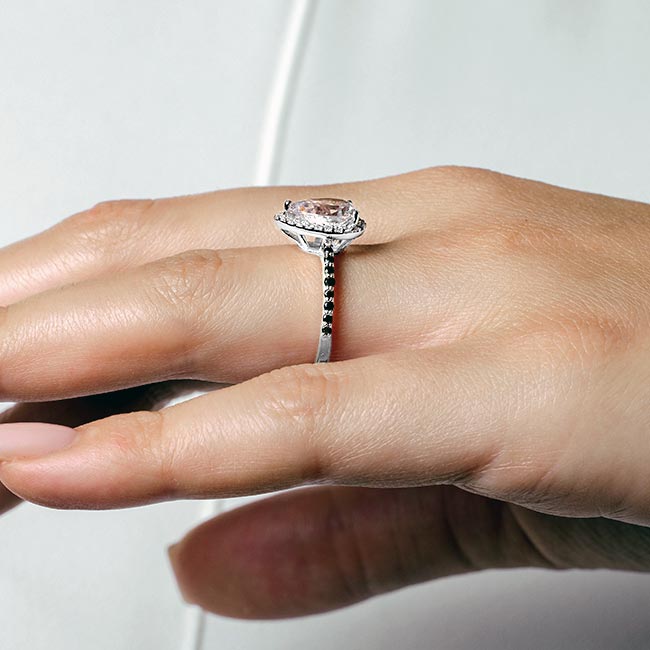 Platinum Pear Shaped Lab Grown Diamond Ring With Black Diamonds Image 5
