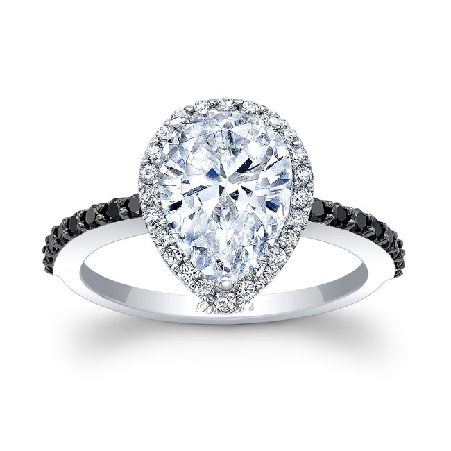 Platinum Pear Shaped Black Diamond Accent Ring Image 1