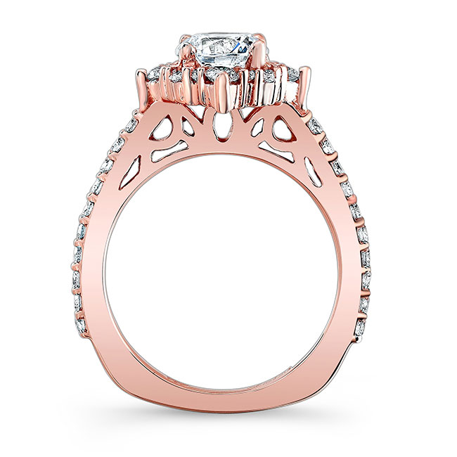 Rose Gold Classic Halo Diamond Engagement Ring Image 2