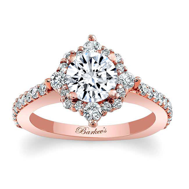 Rose Gold Classic Halo Moissanite Engagement Ring