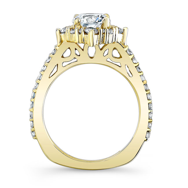 Yellow Gold Classic Halo Moissanite Engagement Ring Image 2