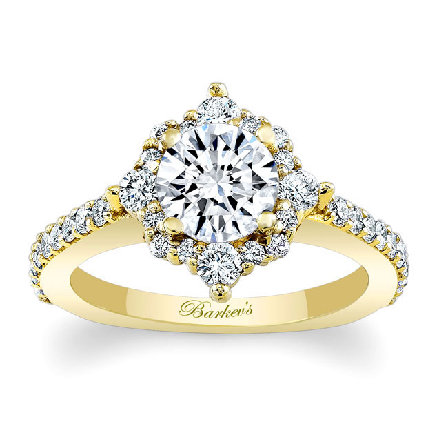 Yellow Gold Classic Halo Diamond Engagement Ring