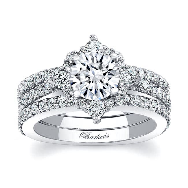  Classic Halo Moissanite Bridal Set With 2 Bands Image 1