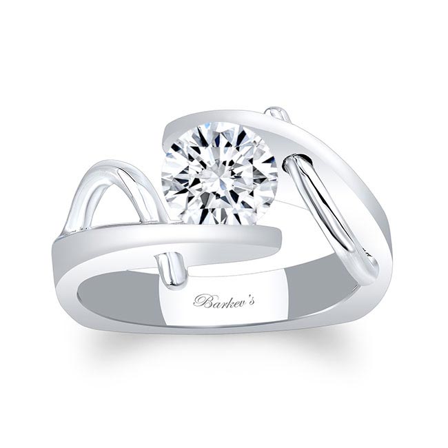  White Gold Solitaire Channel Set Moissanite Ring Image 1