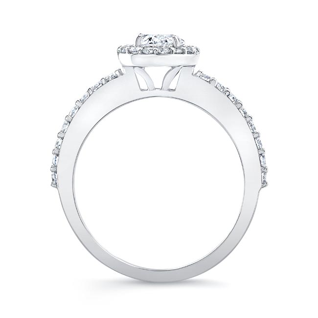 Platinum Oval Halo Moissanite Engagement Ring Image 2