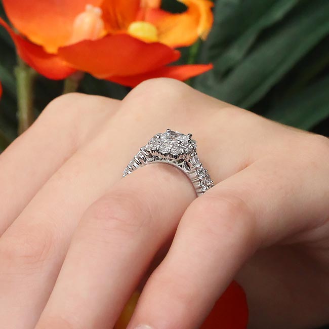 1 Carat Diamond Halo Ring Set Image 5