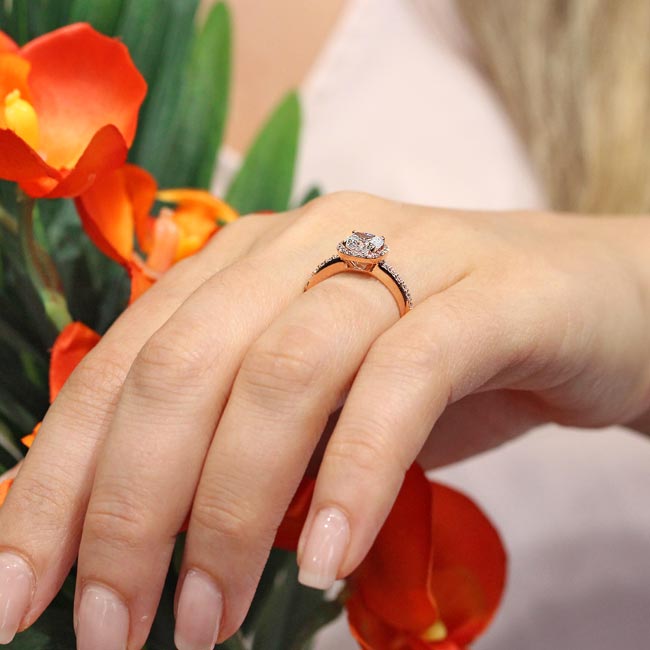 Rose Gold 1 Carat Cushion Cut Lab Diamond Halo Engagement Ring Image 4