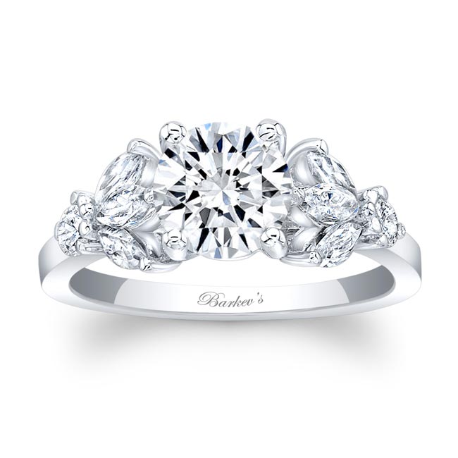  Marquise And Round Moissanite And Diamond Ring Image 1