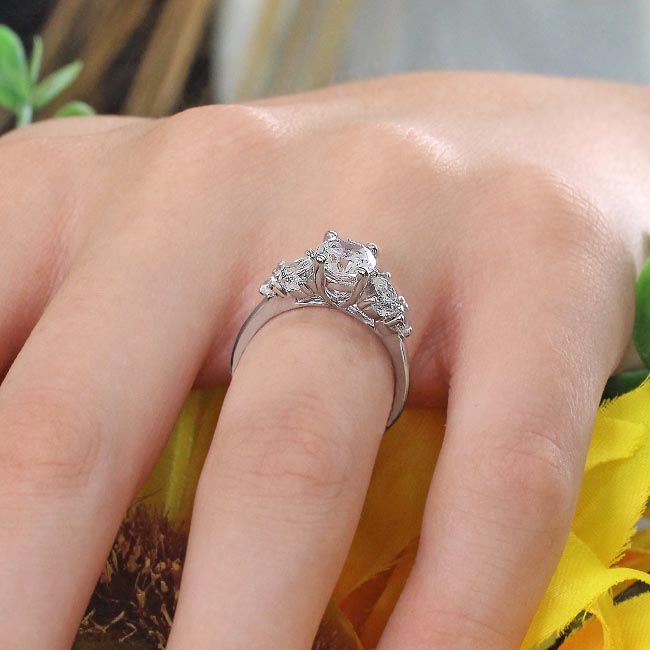 White Gold Marquise And Round Lab Grown Diamond Ring Image 4