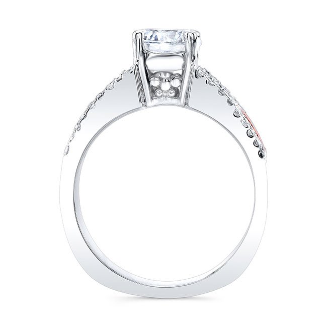  White Rose Gold Round Moissanite Channel Set Engagement Ring Image 5