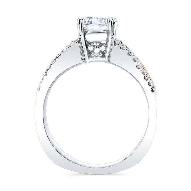 White Yellow Gold Round Moissanite Channel Set Engagement Ring Image 2