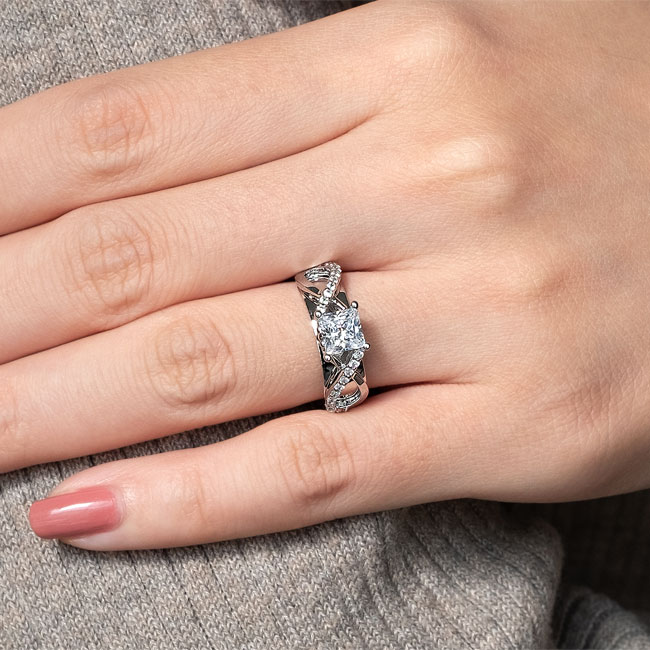 Moissanite Cathedral Engagement Ring Image 4