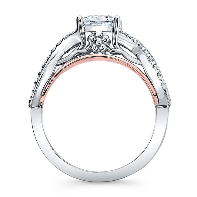 White Rose Gold Moissanite Cathedral Engagement Ring Image 2