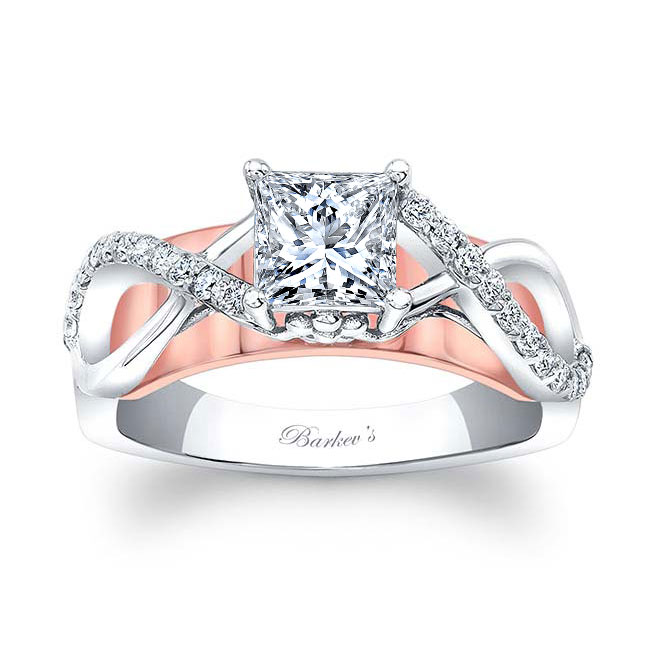  White Rose Gold Moissanite Cathedral Engagement Ring Image 1