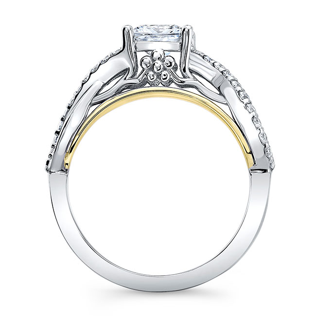  White Yellow Gold Cathedral Engagement Ring Image 2