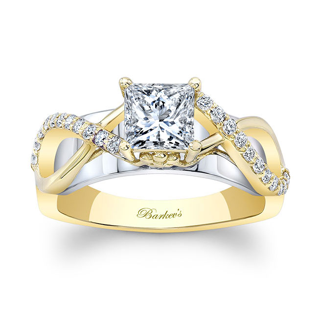 Yellow Gold Cathedral Engagement Ring Image 1