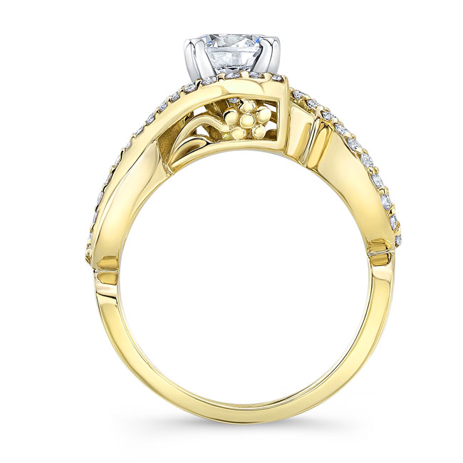 Yellow Gold Infinity Twist Moissanite Engagement Ring Image 2