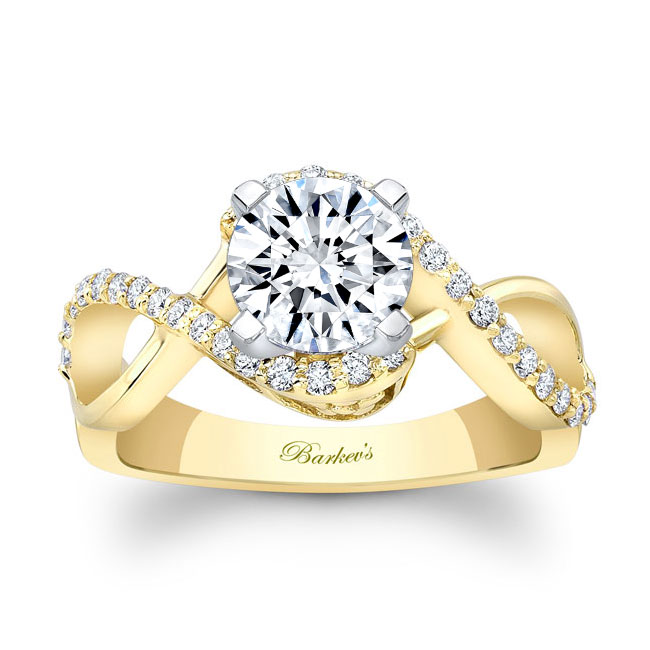 Yellow Gold Infinity Twist Moissanite Engagement Ring