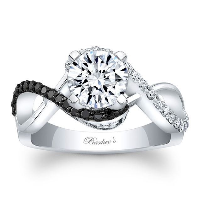 Black Diamond Accent Infinity Twist Engagement Ring