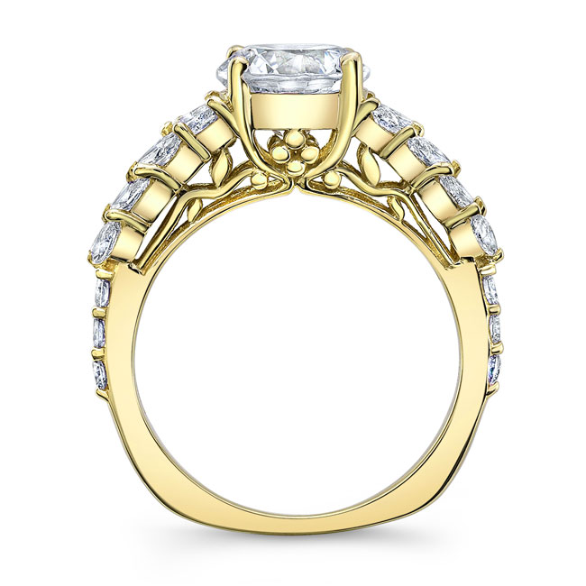  Yellow Gold 2 Carat Round Moissanite Engagement Ring Image 2