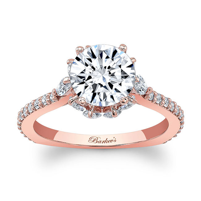 Rose Gold 2 Carat Moissanite Pink Sapphire Accent Ring
