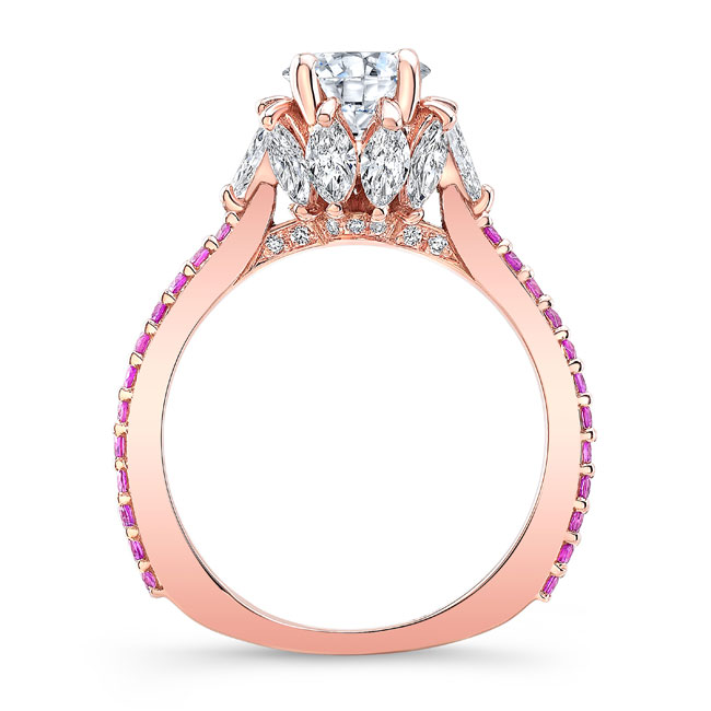 Rose Gold 2 Carat Lab Grown Diamond Pink Sapphire Accent Ring Image 2