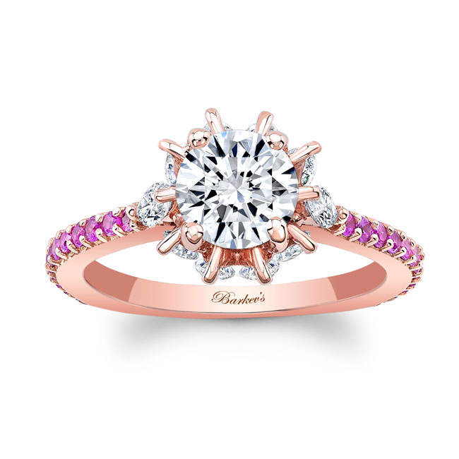 Rose Gold 2 Carat Diamond Pink Sapphire Accent Ring