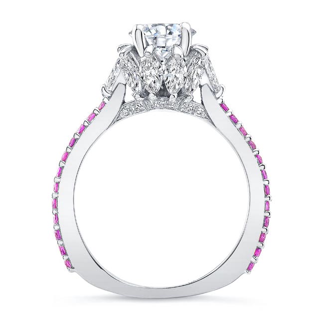  White Gold 2 Carat Diamond Pink Sapphire Accent Ring Image 2