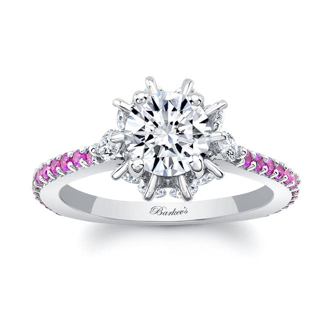 White Gold 2 Carat Diamond Pink Sapphire Accent Ring Image 1