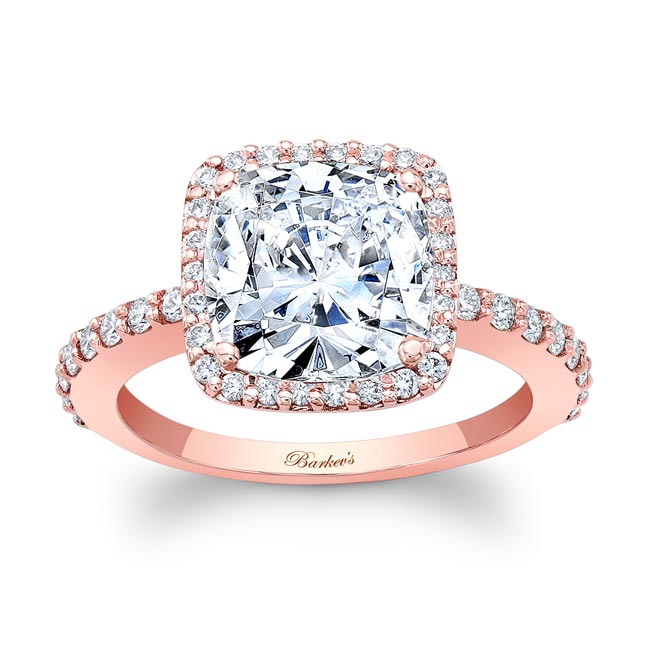 Rose Gold 2 Carat Cushion Cut Lab Diamond Halo Engagement Ring