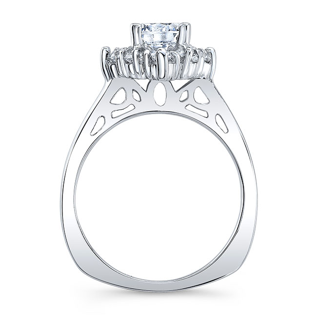 Platinum Round Halo Moissanite Engagement Ring Image 2