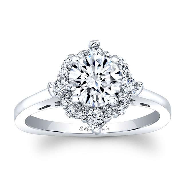 Platinum Round Halo Moissanite Engagement Ring Image 1