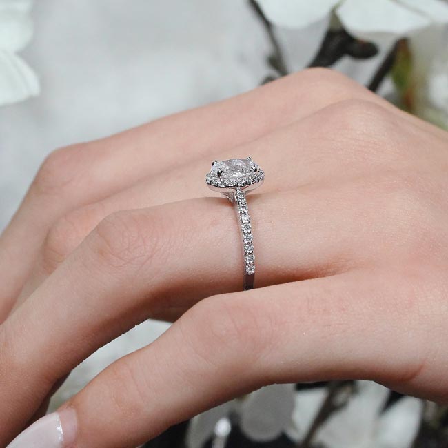 Platinum 2 Carat Oval Moissanite Halo Engagement Ring Image 5