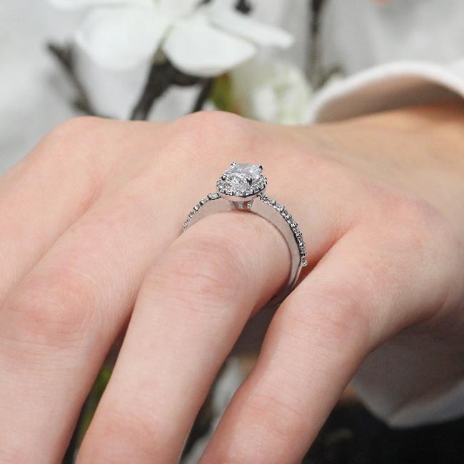 Platinum 2 Carat Oval Lab Diamond Halo Engagement Ring Image 6
