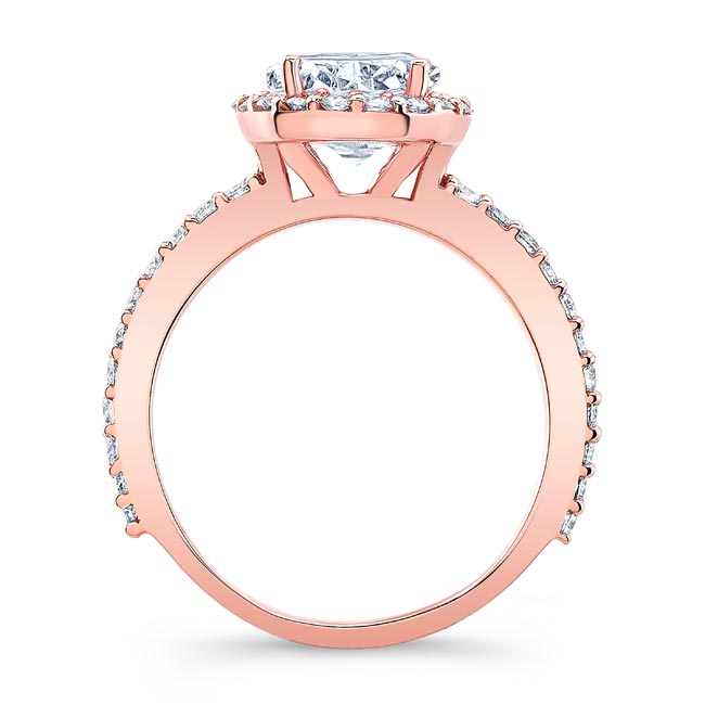  Rose Gold 2 Carat Oval Moissanite Halo Engagement Ring Image 2