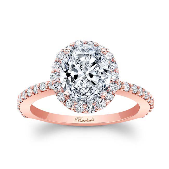  Rose Gold 2 Carat Oval Moissanite Halo Engagement Ring Image 1