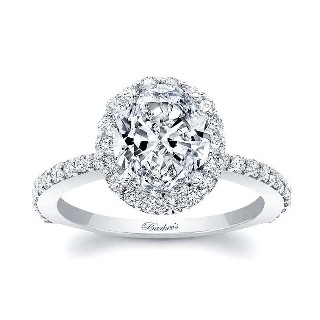 Platinum 2 Carat Oval Moissanite Halo Engagement Ring Image 1