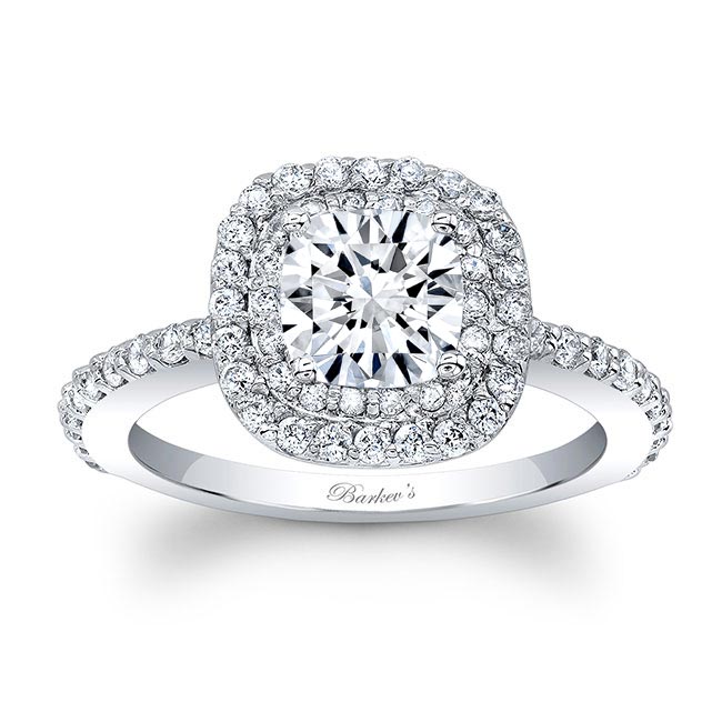 Platinum Cushion Cut Double Halo Moissanite Engagement Ring Image 1