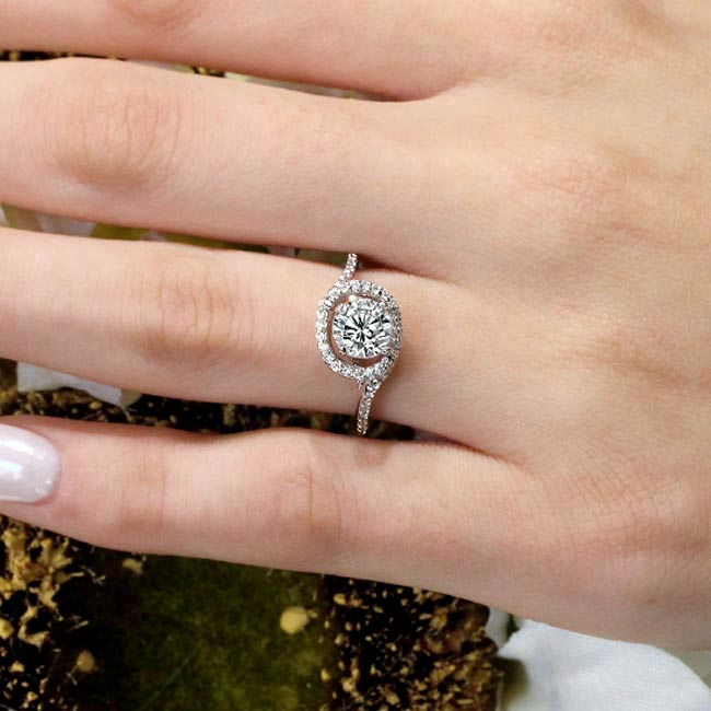 White Gold Half Halo Lab Grown Diamond Engagement Ring Image 3