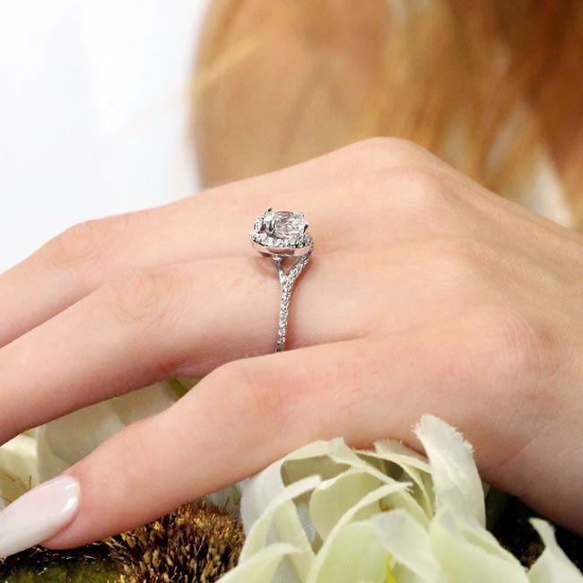 Platinum Half Halo Lab Grown Diamond Engagement Ring Image 4