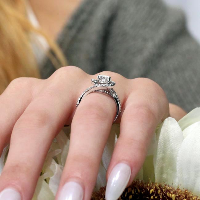 White Gold Half Halo Lab Grown Diamond Engagement Ring Image 5