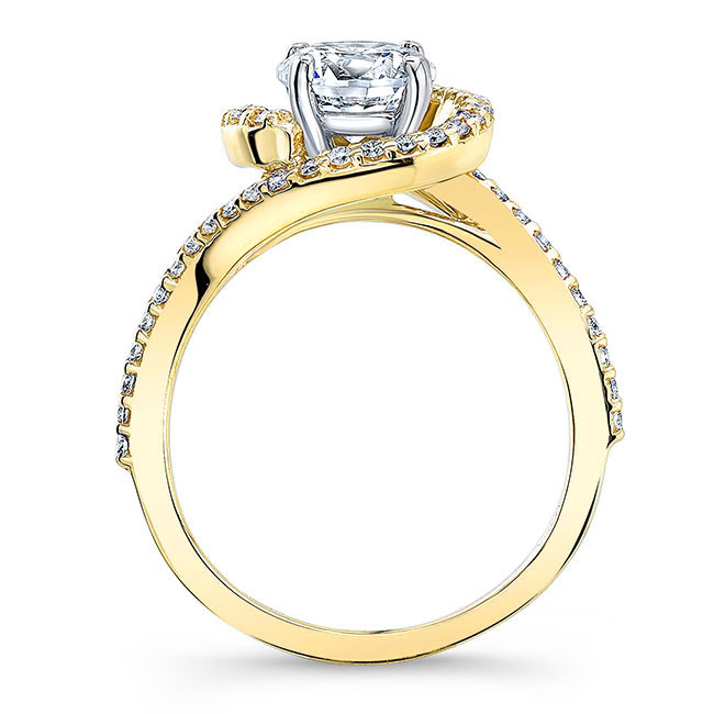  Yellow Gold Half Halo Moissanite Engagement Ring Image 2
